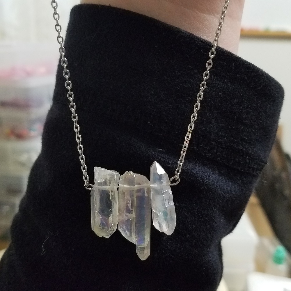 Quartz 3 Stone Necklace